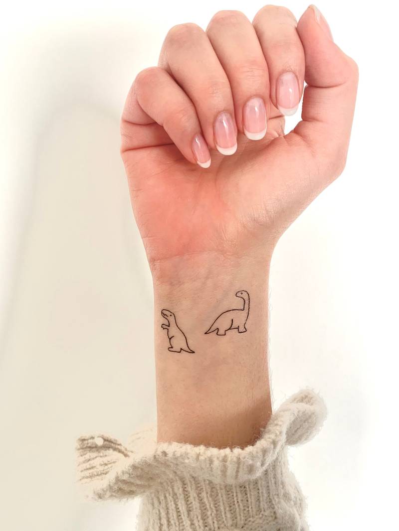 Duo Dinosaurier | 2Er Set - Temporäres Tattoo von Etsy - TATTOODAY