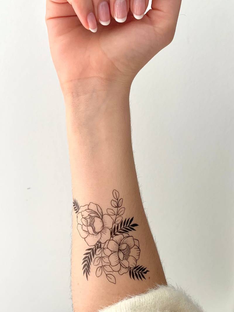 Floral H | 2Er-Set - Temporäres Tattoo von Etsy - TATTOODAY