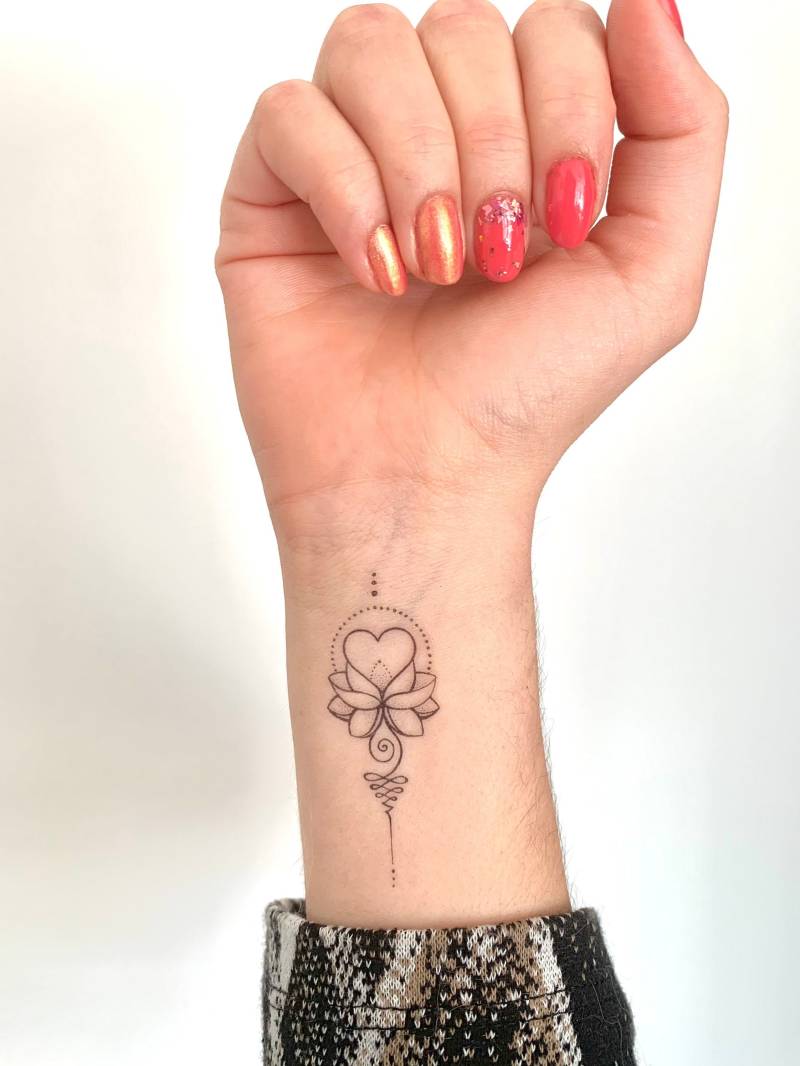 Unalome Love Lotus | 2Er-Set - Temporäres Tattoo von Etsy - TATTOODAY