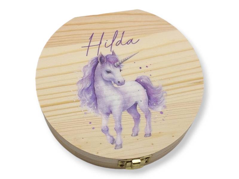 Milchzahndose Personalisiert "Einhorn Lila"/Milchzahnbox Aus Holz von Etsy - TENII