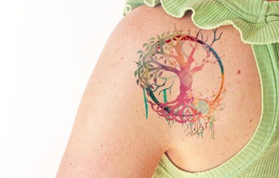 Baum Des Lebens Aquarell - Temporäres Tattoo Baum Des Lebens Aquarell - Temporäres Tattoo von Etsy - TTTattoodotcom