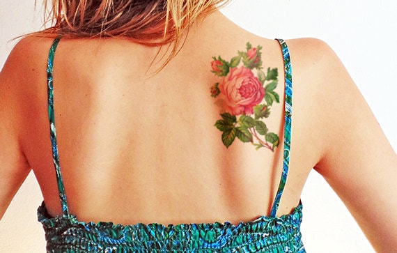 Blühende Schönheit - Große Schöne Vintage Rose Temporäres Tattoo Blühende Schönheit - Große Schöne Vintage Rose Temporäres Tattoo von Etsy - TTTattoodotcom