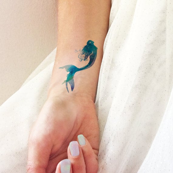 Meerjungfrau-Aquarell - Temporäres Tattoo Meerjungfrau-Aquarell - Temporäres Tattoo von Etsy - TTTattoodotcom