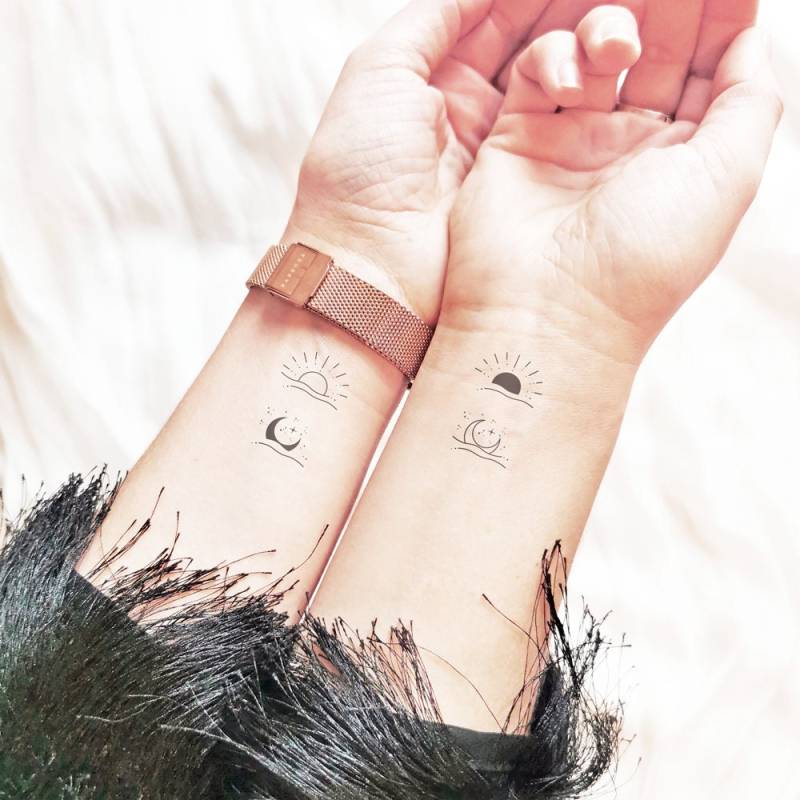 Nacht Und Tag - Matching Tattoos Temporäres Tattoo | 4Er Set von Etsy - TTTattoodotcom