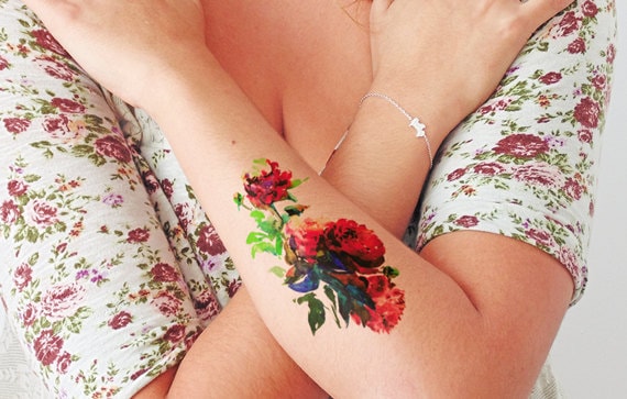 Pfingstrose - Temporäres Tattoo Pfingstrose - Temporäres Tattoo von Etsy - TTTattoodotcom