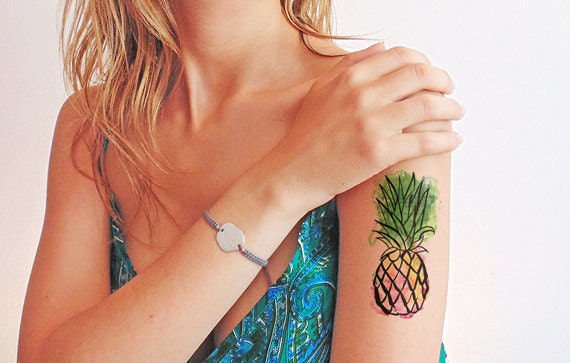 Pineapple Aquarell - Temporäres Tattoo von Etsy - TTTattoodotcom