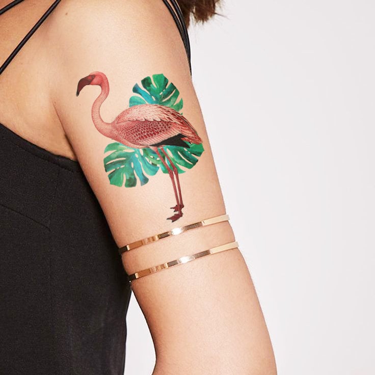 Rosa Flamingo Mit Monstera Blättern - Temporäres Tattoos Rosa Flamingo Mit Monstera Blättern - Temporäres Tattoos von Etsy - TTTattoodotcom
