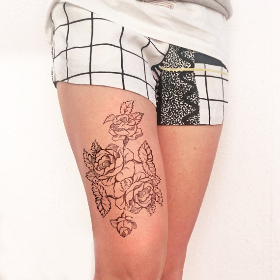 Schwarze Blütenblätter - French Rose Xxl Temporäres Tattoo Schwarze Blütenblätter - French Rose Xxl Temporäres Tattoo von Etsy - TTTattoodotcom