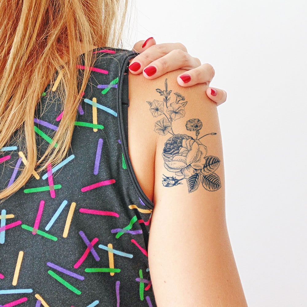 Weinlese-Blumen - Tattoo Größte von Etsy - TTTattoodotcom