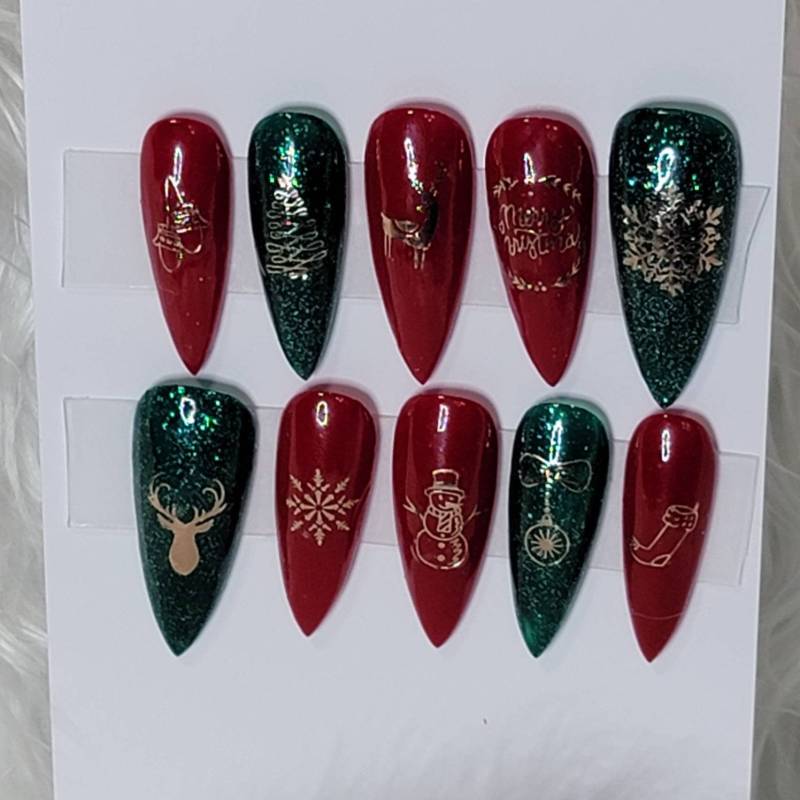 stiletto Weihnachten Press-On Nails von Etsy - Talonsbytammy