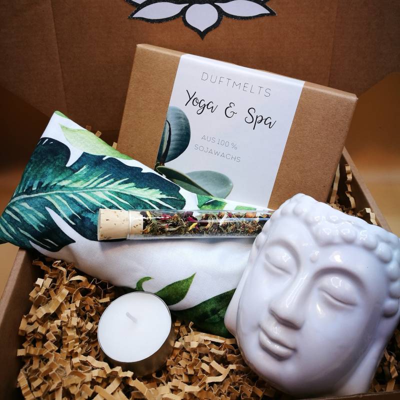 Entspannungs-Set "Yoga & Spa" - Duftlampe Buddha Vegane Duftmelts Augenkissen von Etsy - Tanabaa