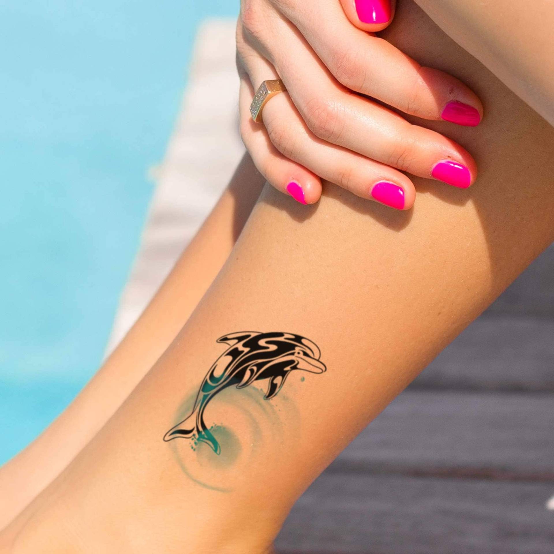 Temporäres Delfin-Tattoo Für Männer Und Frauen, Exklusives Handgezeichnetes Temporäres von Etsy - TattooYourStyle