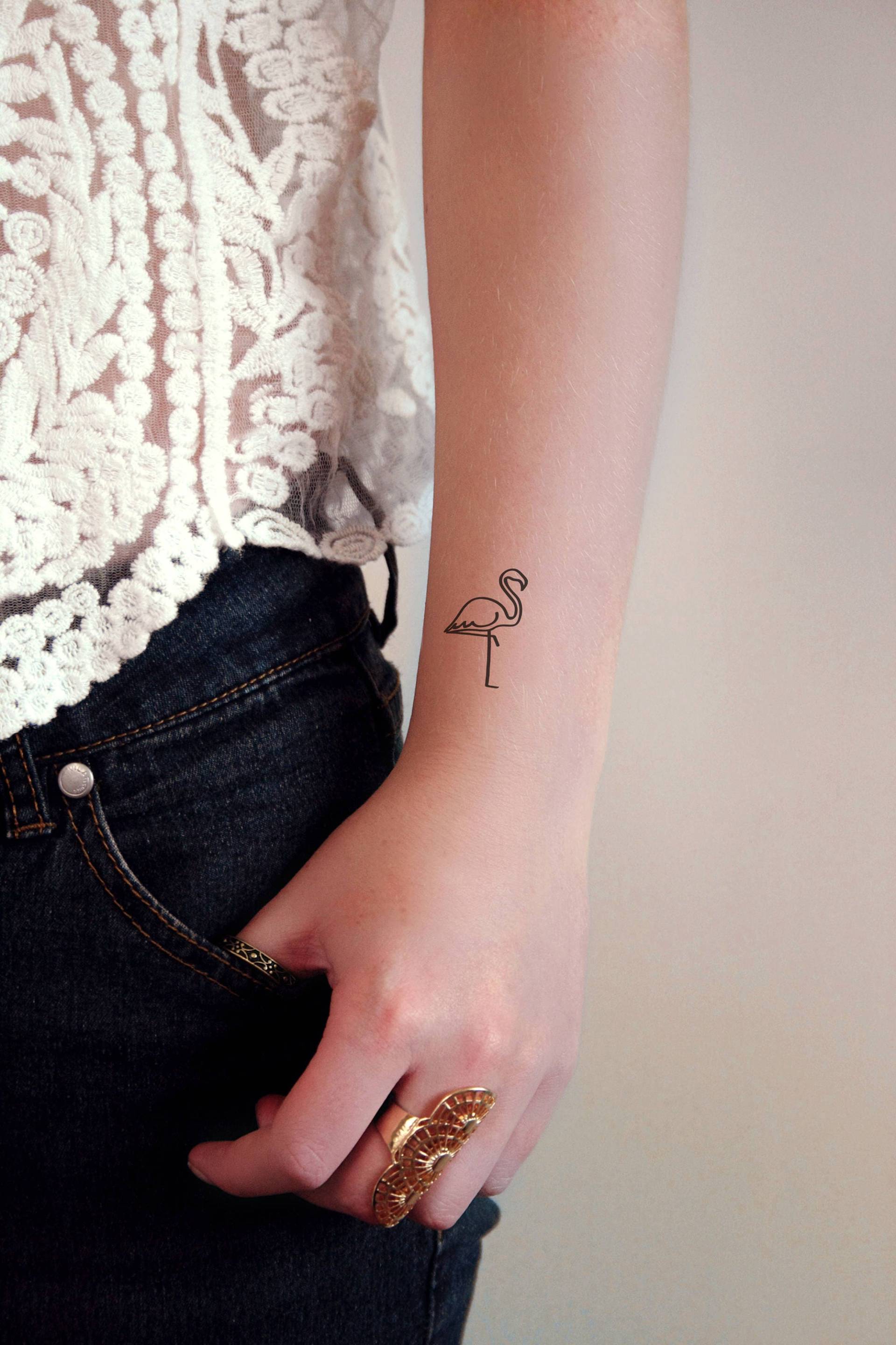 Flamingo Temporäres Tattoo | Kleines Boho Festival von Etsy - Tattoorary