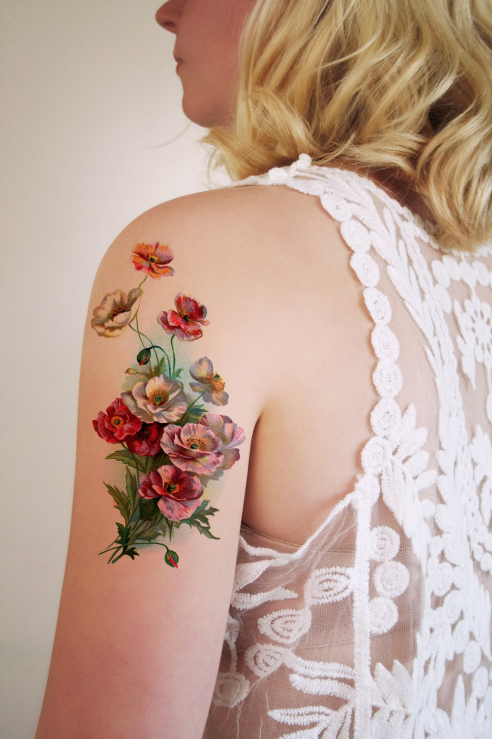 Großes Vintage Blumen Temporäres Tattoo | Boho Fake von Etsy - Tattoorary