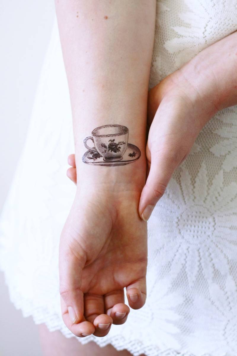 Kleine Teetasse Temporäres Tattoo | Tee Geschenk Teeliebhaber Geschenkidee Teezubehör Schmuck von Etsy - Tattoorary