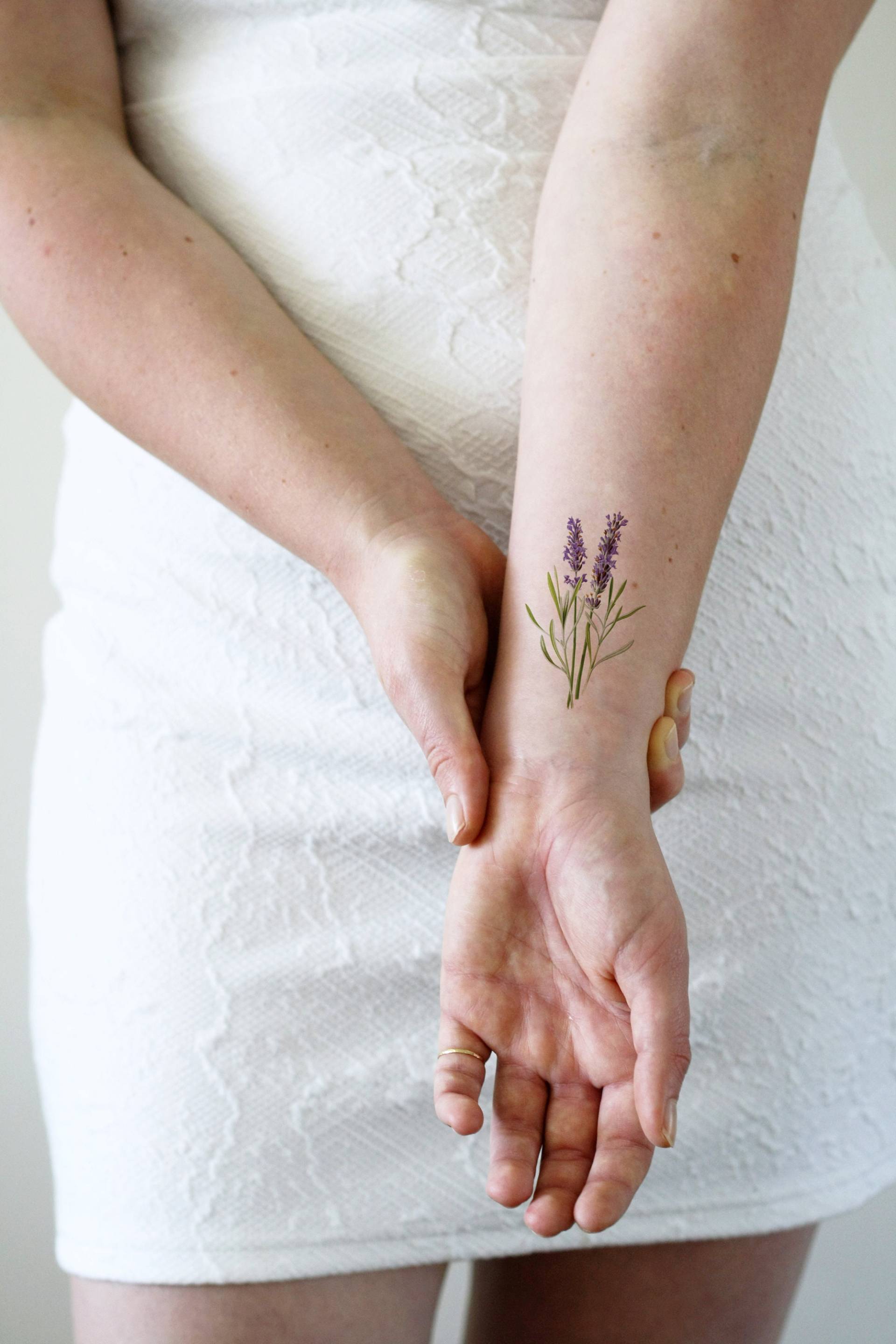 Lavendel Temporäres Tattoo | Florales Vintage Blume Geschenk von Etsy - Tattoorary