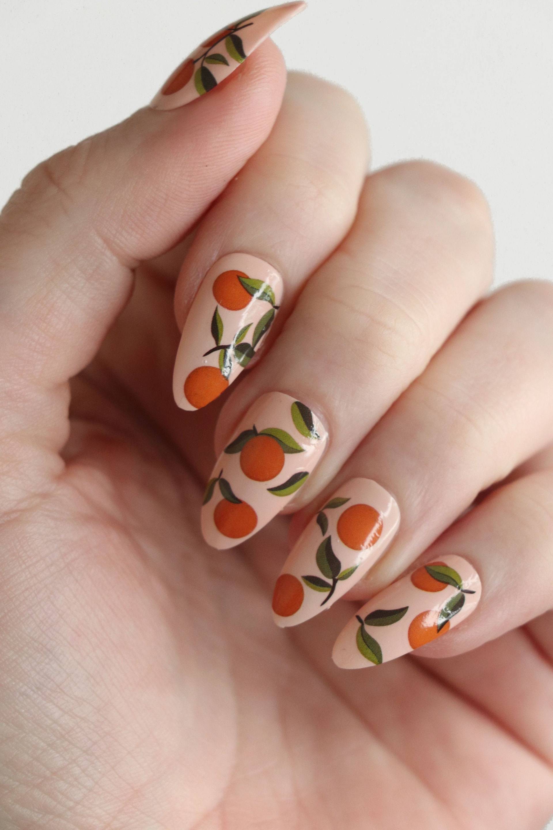 Orangen Wasserschiebefolie Nagel Aufkleber | Orange Früchte Nagelkunst Citrus Nagelsticker Diy Nageldesign Geschenk von Etsy - Tattoorary