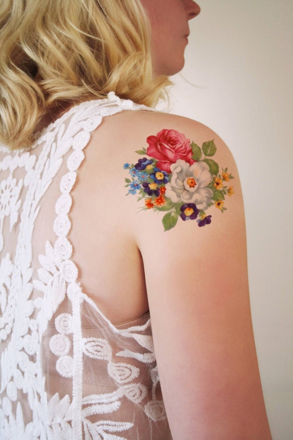 Rundes Florales Temporäres Tattoo | Boho Blumen Geschenk Festival Boho von Etsy - Tattoorary