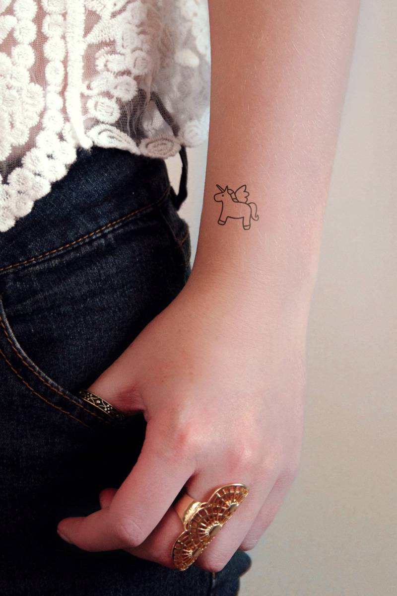 Set Aus Zwei Einhorn Temporären Tattoos | Tattoo Kleines Temporäres Festival Süßes Geschenk von Etsy - Tattoorary