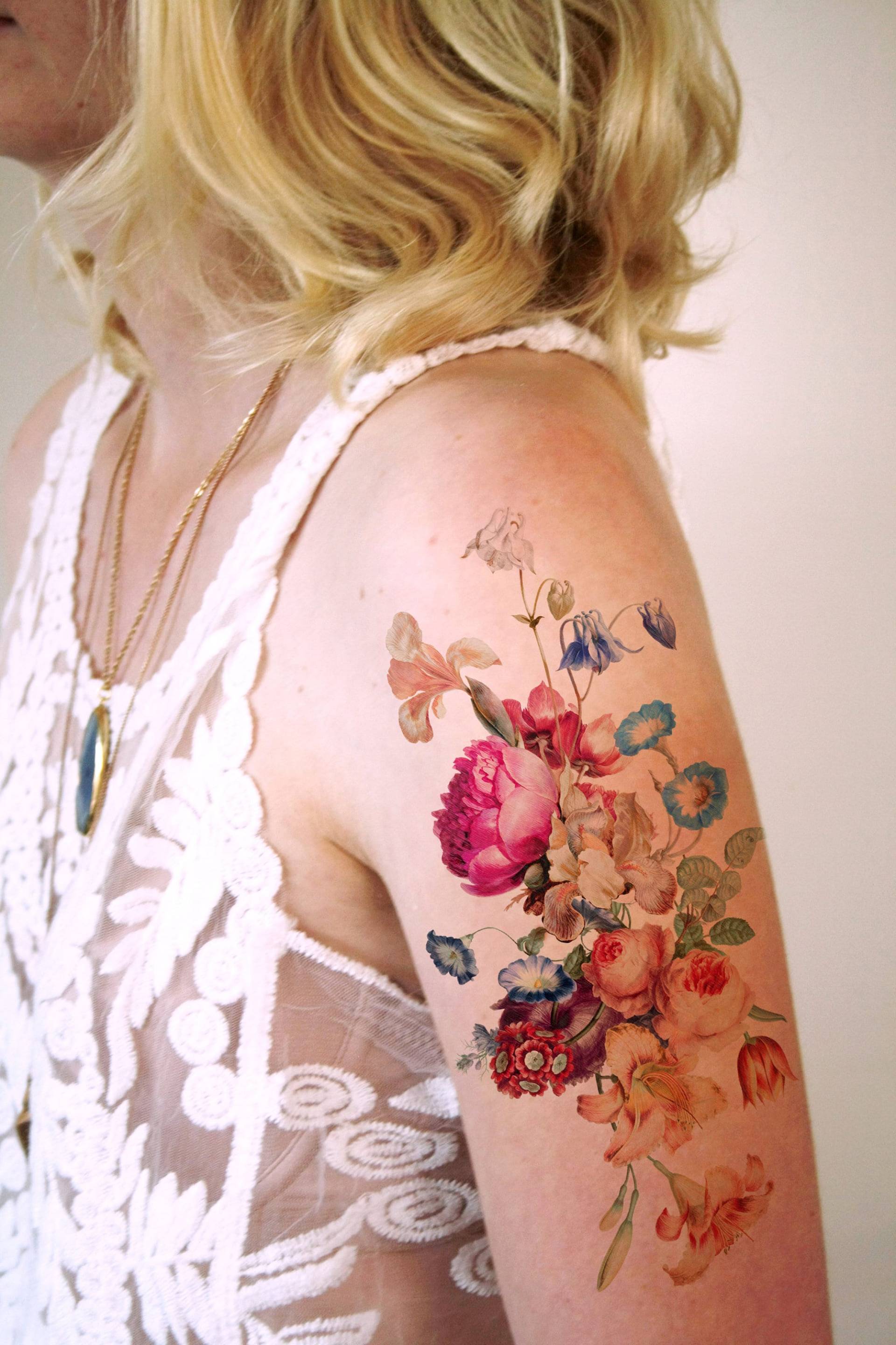 Vintage Blumen Temporäres Tattoo | Boho Festival Accessoire Geschenk von Etsy - Tattoorary