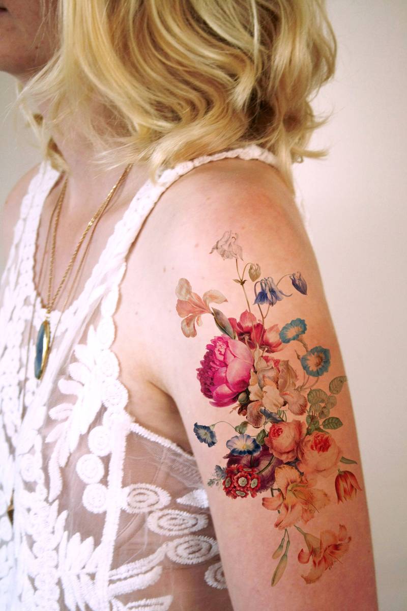 Vintage Blumen Temporäres Tattoo | Boho Festival Accessoire Geschenk von Etsy - Tattoorary