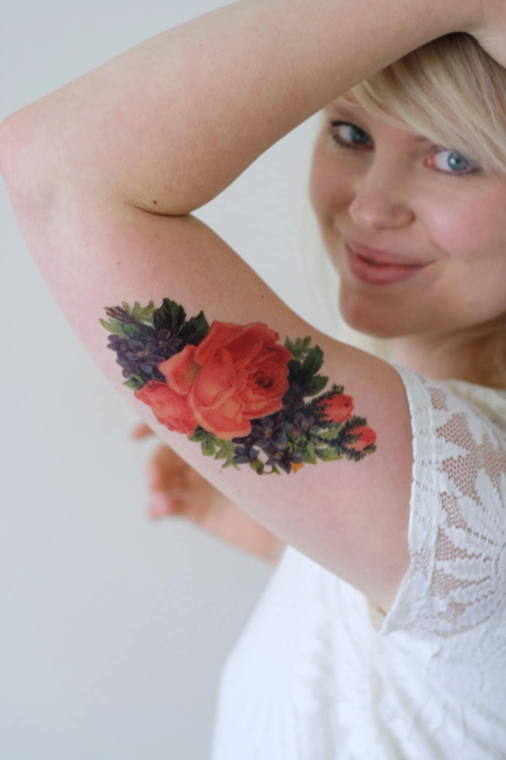 Vintage Blumen Temporäres Tattoo | Boho Florales Geschenk Fest von Etsy - Tattoorary