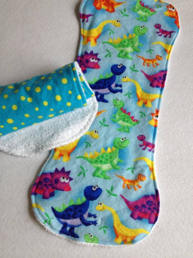 Spucktücher Für Baby - 2Er Set, Dinosaurier Und Punkte Baumwolle Flanell, Blaue Gelbe Burpies, Geschenk Neue Eltern, Jungen von Etsy - TeddyBoyStyle