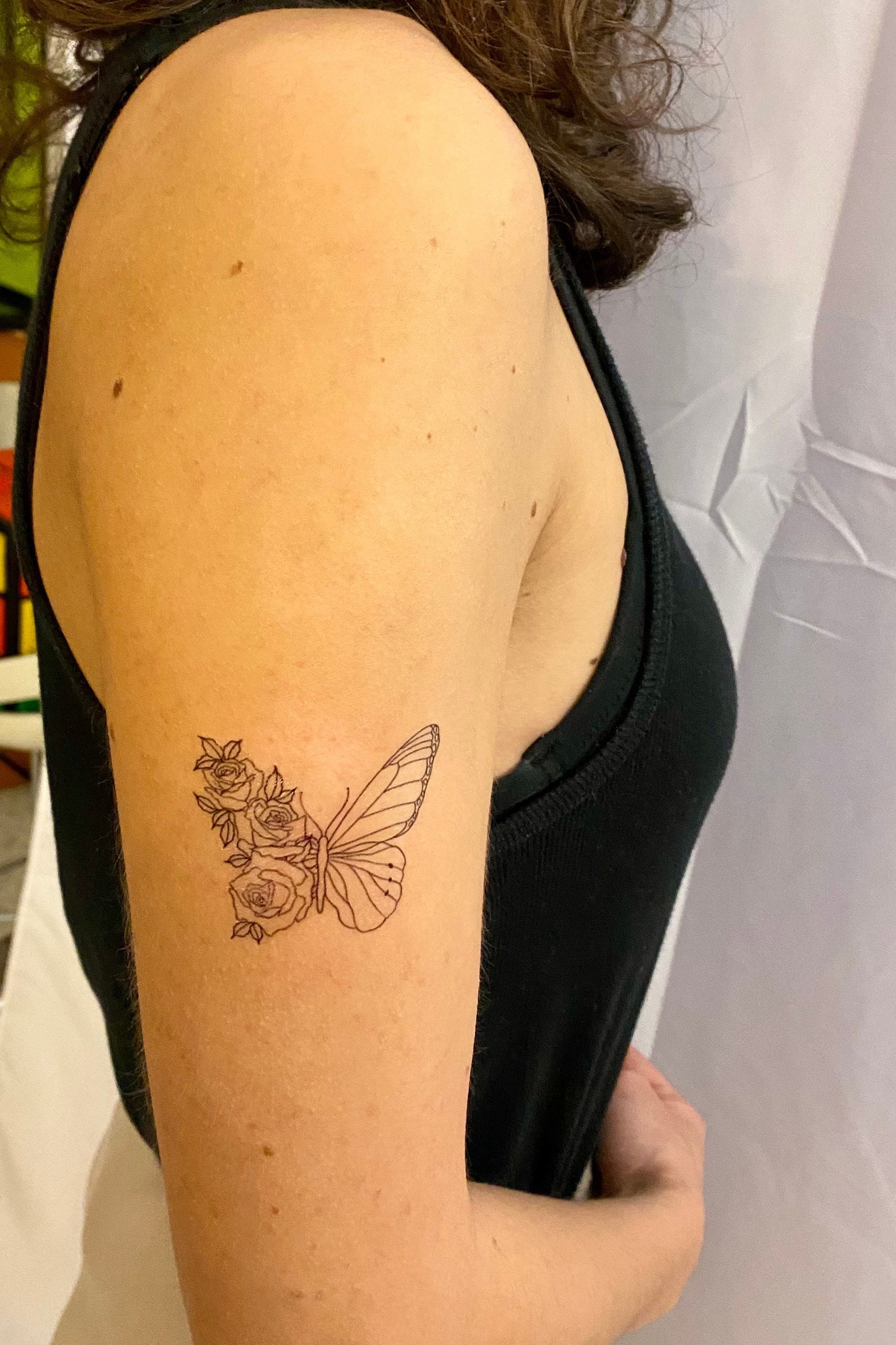 Blume Schmetterling Temporäres Tattoo | 2Er Set von Etsy - TemporaryTattooInc