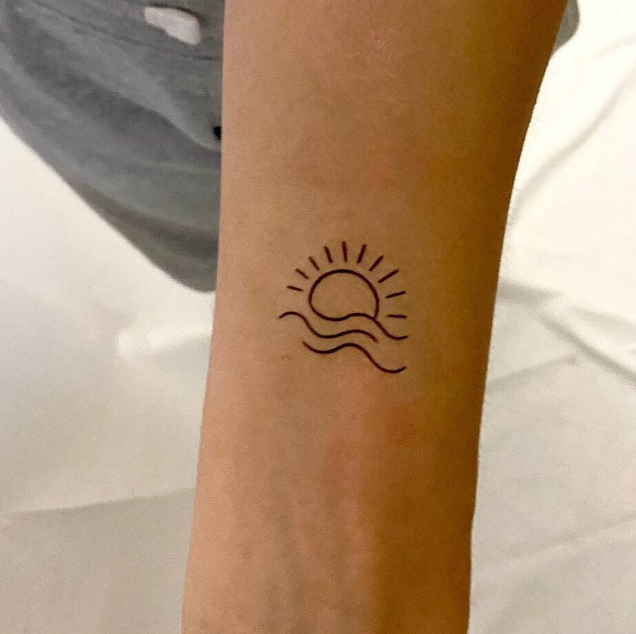 Sonnenuntergang Temporäres Tattoo | 3Er Set/Meer Wellen Ozean von Etsy - TemporaryTattooInc