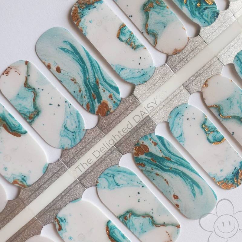 Aquatic Marble Nail Wraps, Nagelstreifen, Nagelaufkleber, Art von Etsy - TheDelightedDaisy