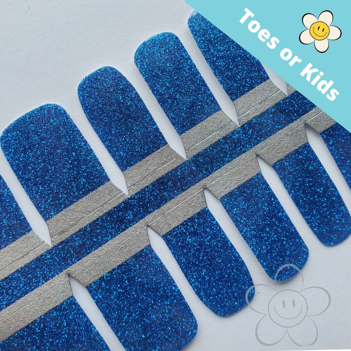 Blau Glitzer Zehennagel Wraps Oder Kid Size Nagel Aufkleber Nail Art von Etsy - TheDelightedDaisy