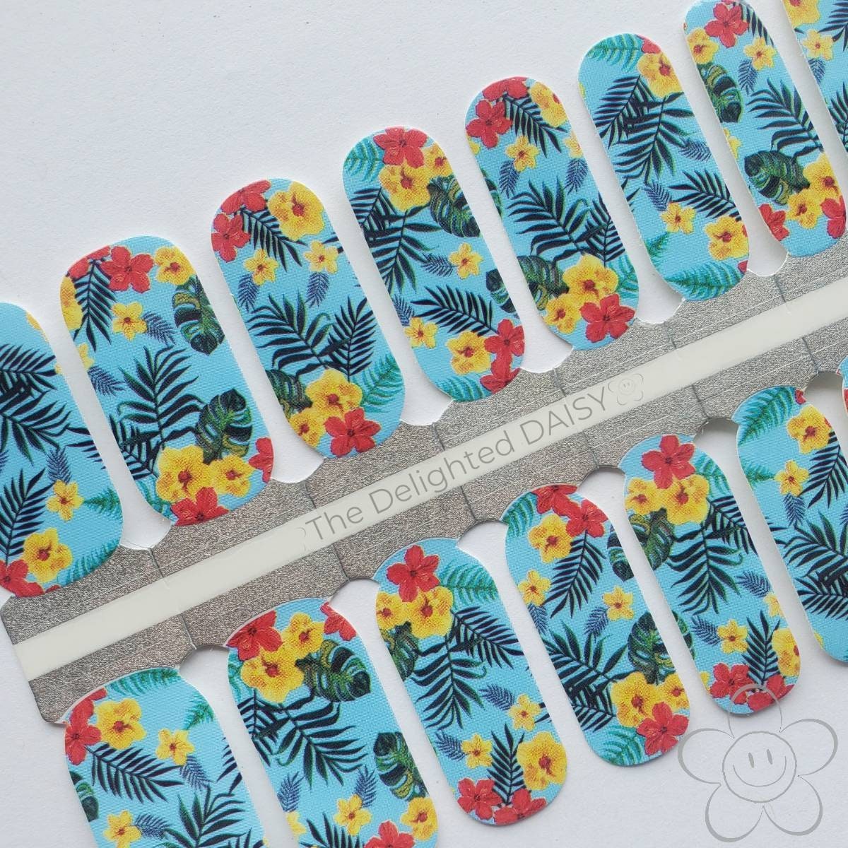 Blauer Hibiskus Tropical Nail Wraps, Nagelstreifen, Nagelsticker, Nailart von Etsy - TheDelightedDaisy