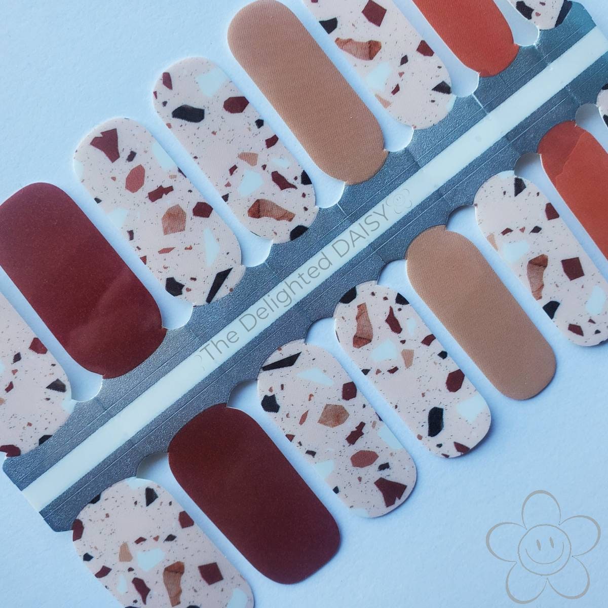 Herbst Terrazzo Nail Wraps, Nagelstreifen, Nagelsticker, Nailart von Etsy - TheDelightedDaisy