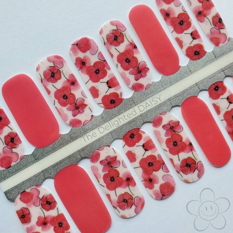 Posh Poppies Nagelverpackungen, Nagelstreifen, Nagelaufkleber, Nagelkunst von Etsy - TheDelightedDaisy