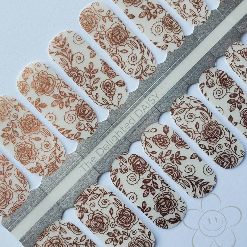 Rose Garden Gold Transparente Overlay Nail Wraps, Nagelstreifen, Nagelaufkleber, Art von Etsy - TheDelightedDaisy