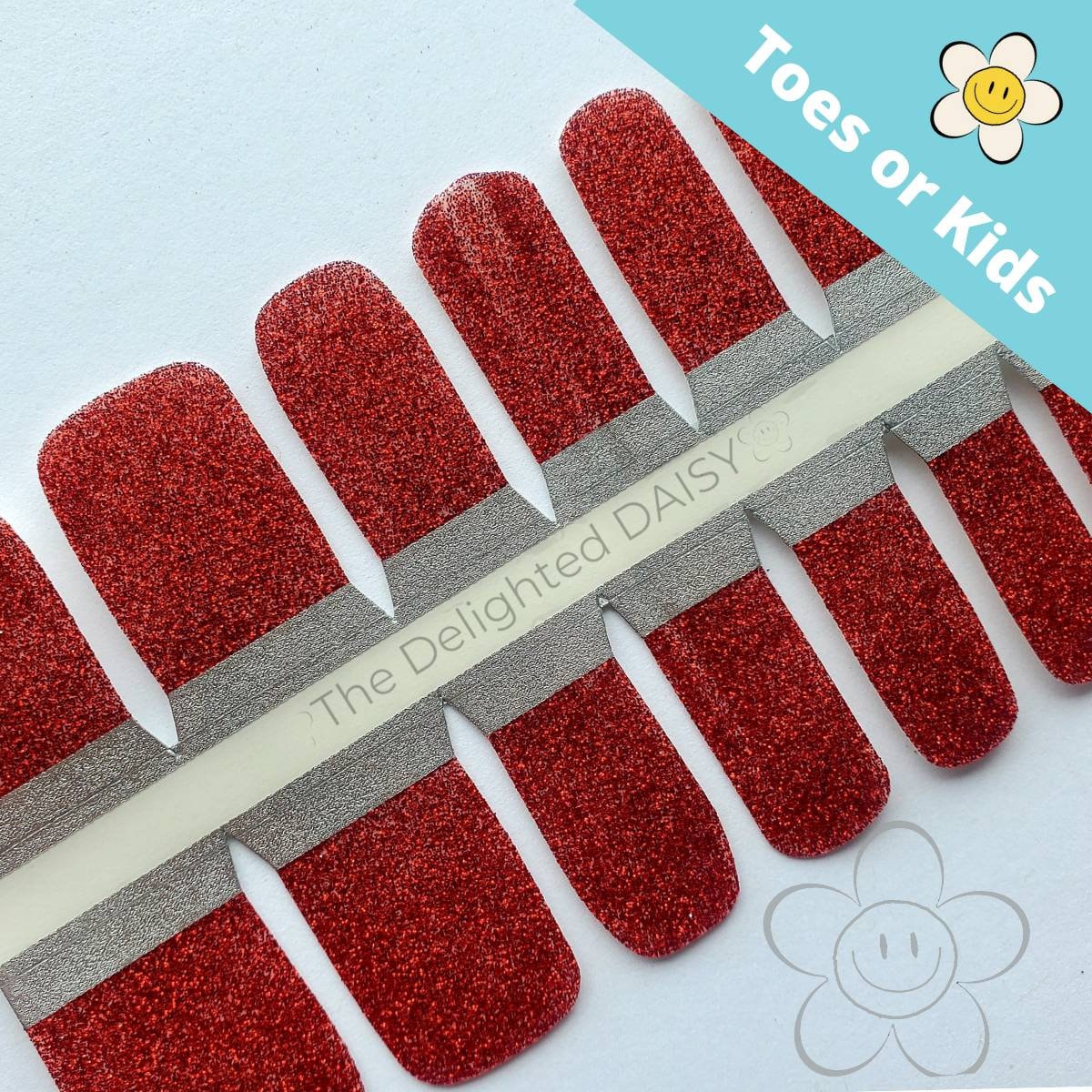 Rote Glitzer Toe Nail Wraps Oder Kid Size Nagelaufkleber Art von Etsy - TheDelightedDaisy