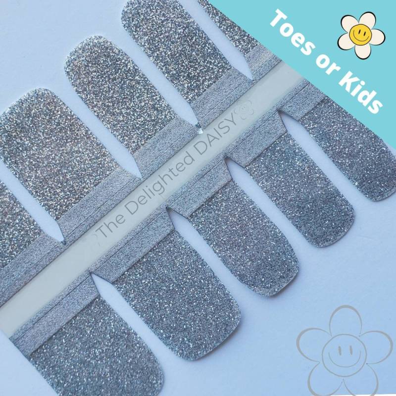 Silber Glitter Nail Wraps Oder Kid Size Nagel Aufkleber Art von Etsy - TheDelightedDaisy