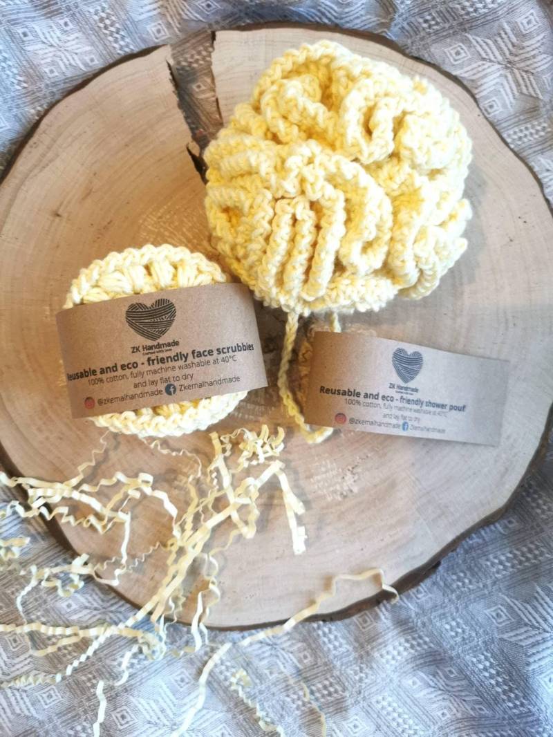 Gesichtspeelings| Dusche & Bad Loofah| Duschbeutel| Badeaccessoires| Loofah Schwamm | Umweltfreundliche Wiederverwendbares Badezimmer Set| Gehäkelt von Etsy - TheSunLoop