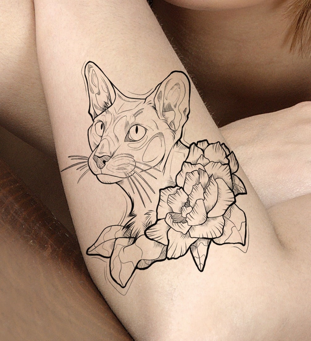 Temporäre Tattoo - Katze von Etsy - TherbisStudio