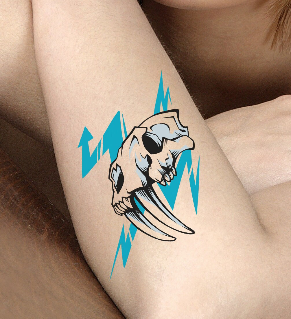 Temporäre Tattoo - Säbelzahnschädel von Etsy - TherbisStudio