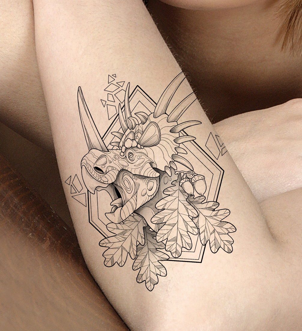 Temporäre Tattoo - Styracosaurus von Etsy - TherbisStudio