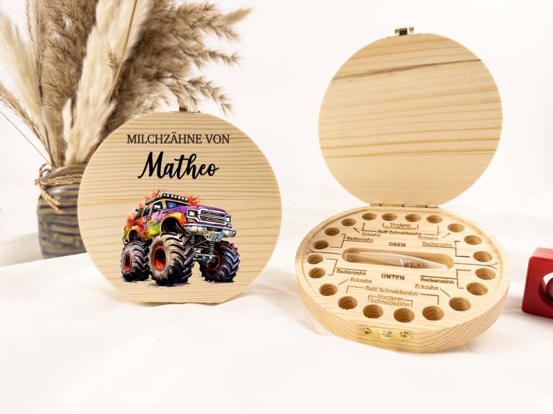 Monstertruck Zahndose, Personalisierte Milchzähne, Milchzahnbox, Zahndose Aus Holz, Baby Geschenk, Geburt Geschenk, Junge von Etsy - TimberTalesCreations