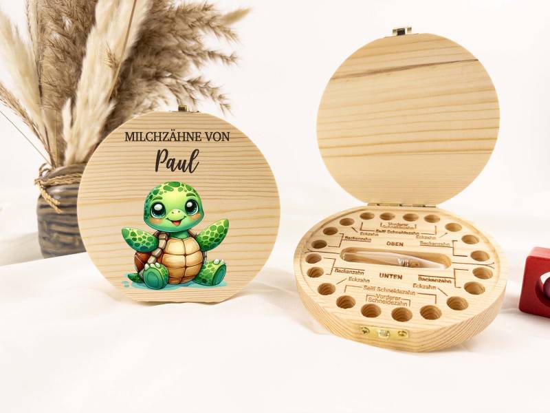 Personalisierte Milchzahndose Schildkröte, Zahndose Baby, Milchzähne Kinder, Milchzahnbox, Aus Holz, Baby Aufbewahrung von Etsy - TimberTalesCreations