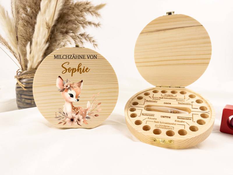 Personalisierte Reh Zahndose, Zahndose Baby, Milchzähne Kinder, Milchzahnbox, Aus Holz, Baby Aufbewahrung von Etsy - TimberTalesCreations