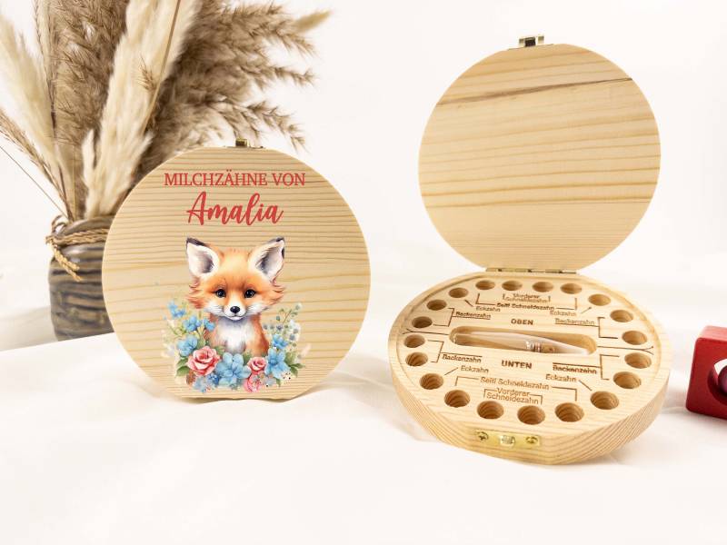 Personalisierte Zahndose Fuchs, Baby, Milchzähne, Milchzahnbox, Aus Holz, Baby Geschenk, Milchzähne, Zahndose Mädchen von Etsy - TimberTalesCreations