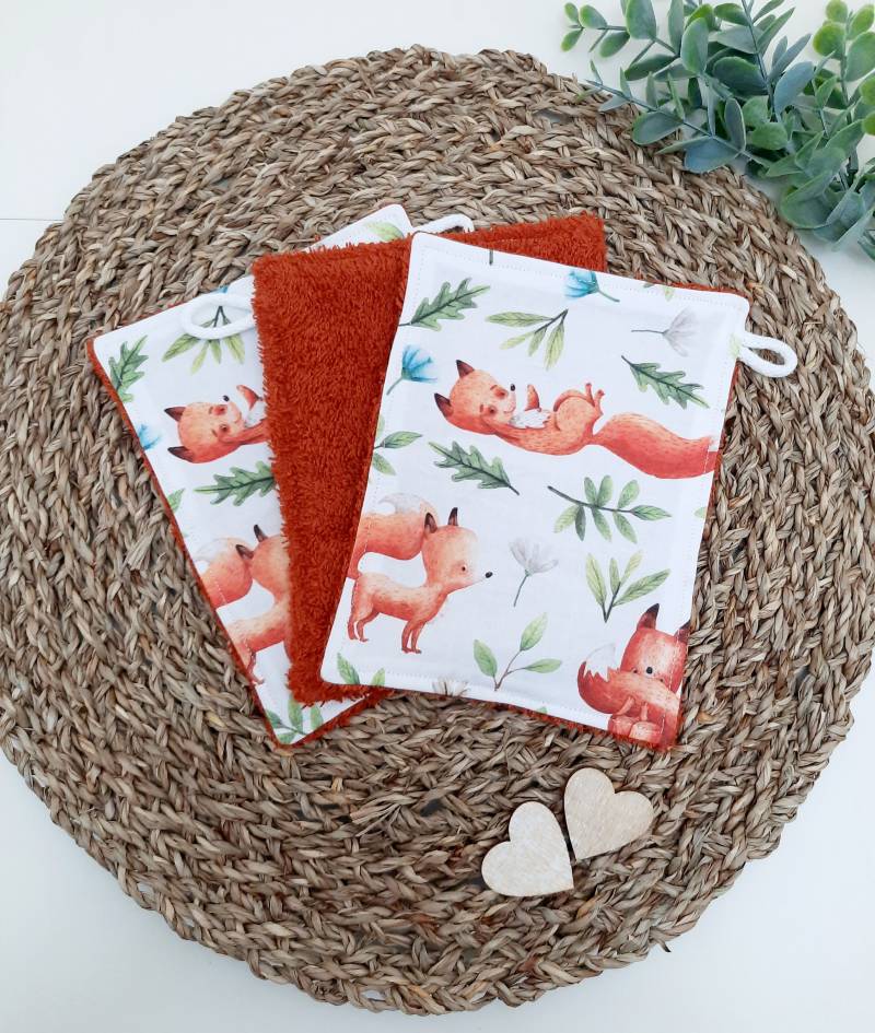 Fuchs Waschlappen Set, Frotteewaschlappen, Waschlappen, Babywaschlappen, Wieder Verwendbar Und Nachhaltig von Etsy - TinasCharmelli