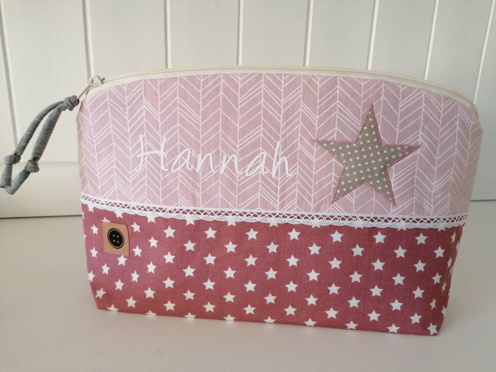 Kulturtasche/Windeltasche Mit Name /sterne /Rosa/Altrosa /Geschenk Zur Geburt/Taufgeschenk/Personalisiertes Geschenk von Etsy - TinasKnoepfchen