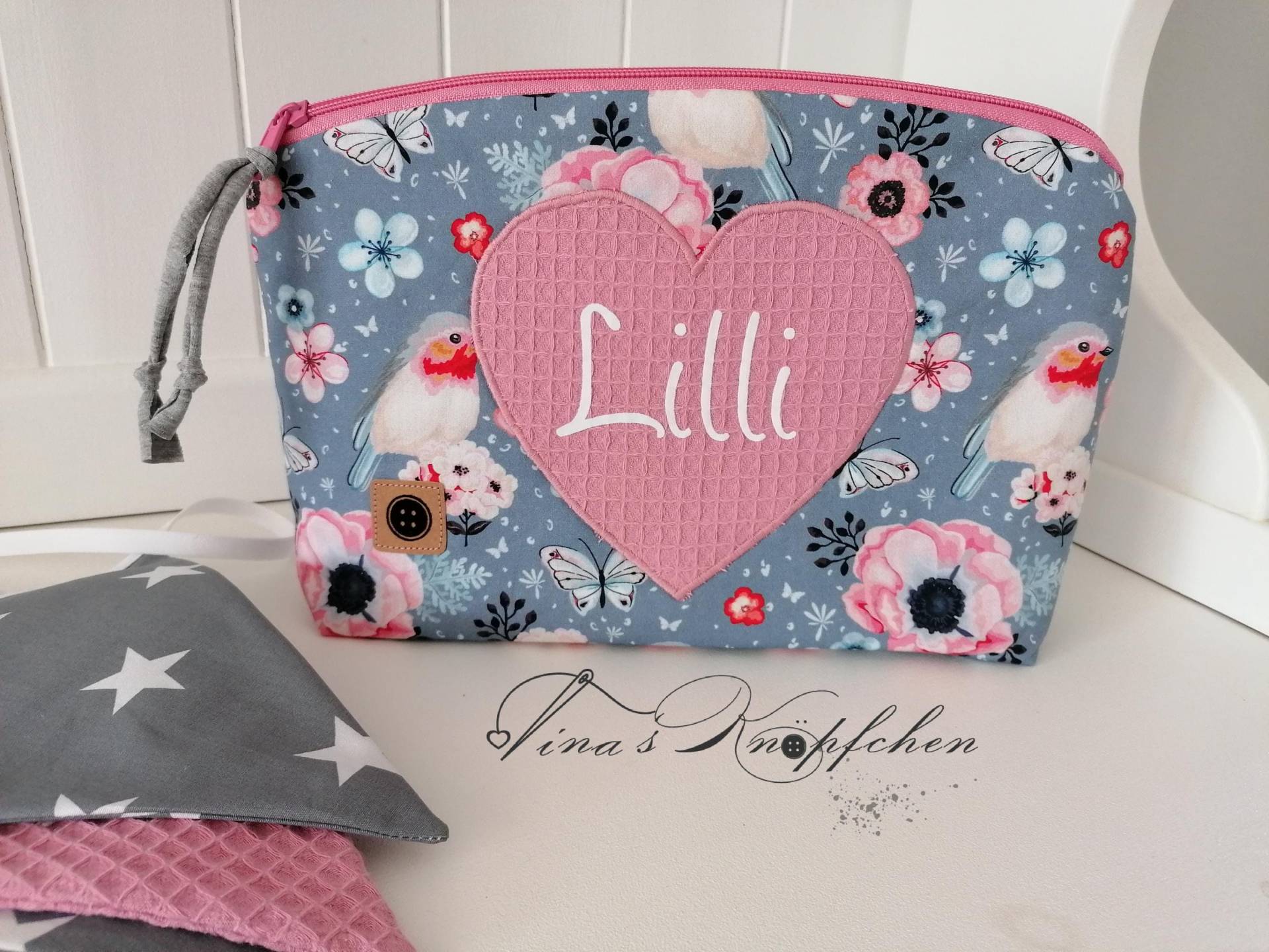 Windeltasche Pastell Mit Name, Altrosa /Grau, Taufgeschenk, Geschenk Zur Geburt, Krone von Etsy - TinasKnoepfchen