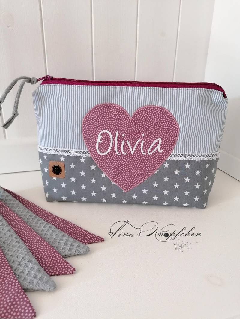 Windeltasche Pastell Mit Name, Altrosa /Grau, Taufgeschenk Personalisiert/ Geschenk Zur Geburt, Krone von Etsy - TinasKnoepfchen