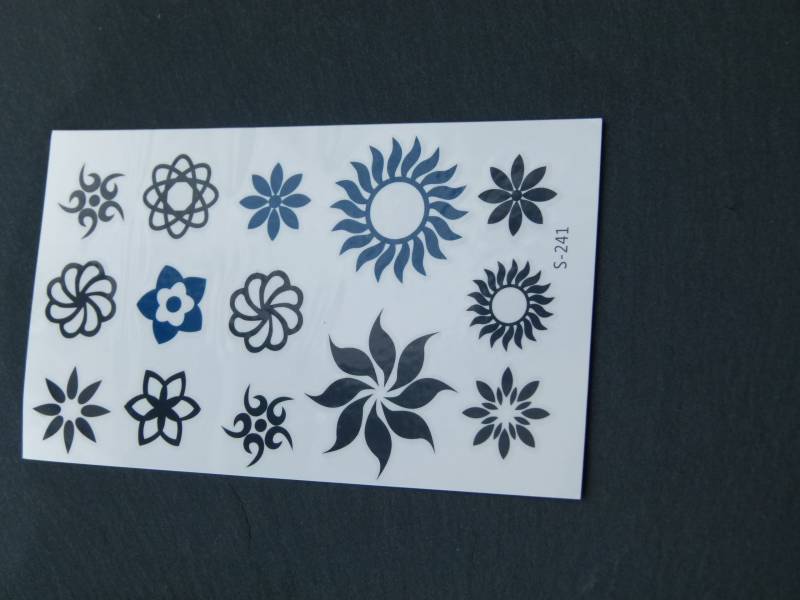 Nr. 055 - Temporäres Tattoo Boho Sonne Ornament Blau Schwarz Körperschmuck Körperbild Fake Armtattoo Körpertattoo von Etsy - TinkyStarShop